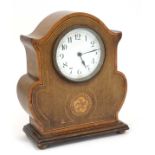 Clock : an early 20 thC mahogany mantle timepiece clock with French platform movement behind an