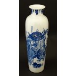 A Chinese blue and white Xiantuiping sleeve vase with flared rim decorated with figure in a horse
