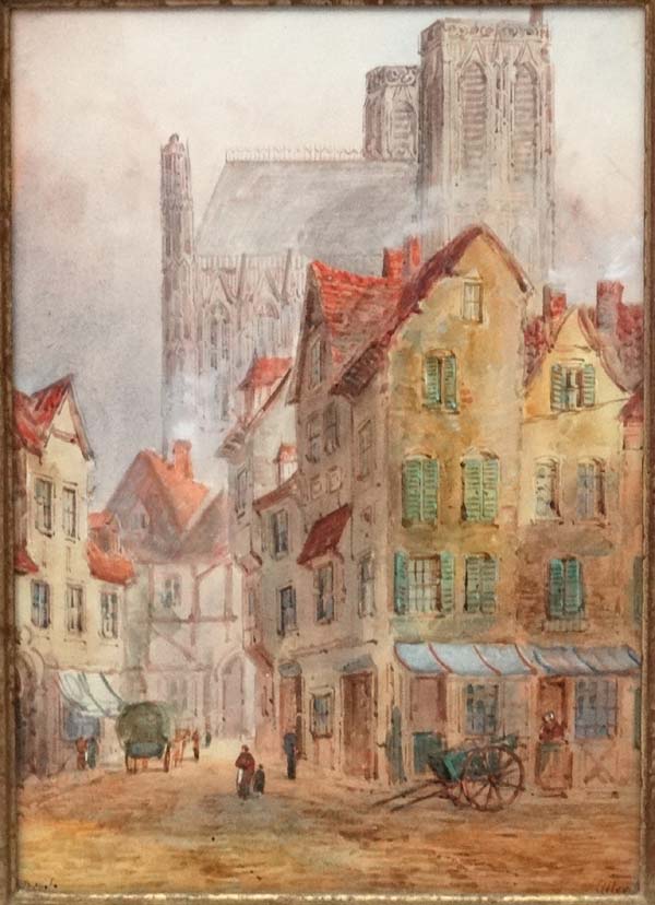 Edward Nevil XIX-XX, Watercolour and gouache, A Continental Cathedral town and Cathedral, - Image 3 of 4