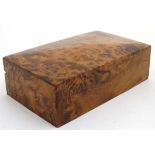 A late 19thC French burr walnut box with hinged lid 5" x 8 ½" x 2 ½" CONDITION: