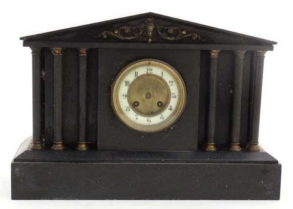 Slate cased Mantle clock : a Palladian style, - Image 6 of 11