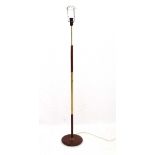 Vintage Retro : a Scandinavian early - mid 20thC Standard lamp with brass and teak column on a
