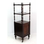 A 19thC rosewood what- not with cupboard under 58 1/2" high x 18" sq.