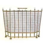 Edwardian fire guard : an Edwardian Brass spark guard with carry handle to top.