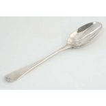 An 18thC silver teaspoon, indistinctly marked.