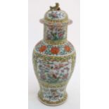 A Chinese Cantonese lidded porcelain vase ,