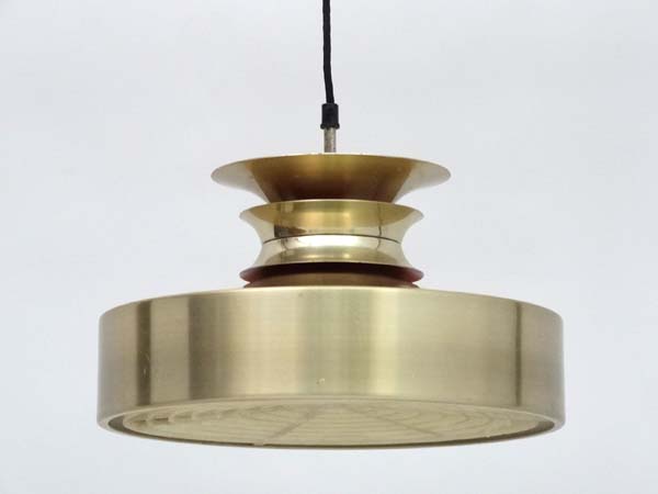Vintage Retro :a Danish lamp / light of brushed Bronze form with plastic diffuser under, - Image 4 of 4