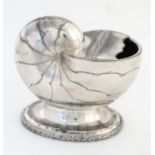 An early 20thC silver plated spoon warmer formed as a nautilus shell.
