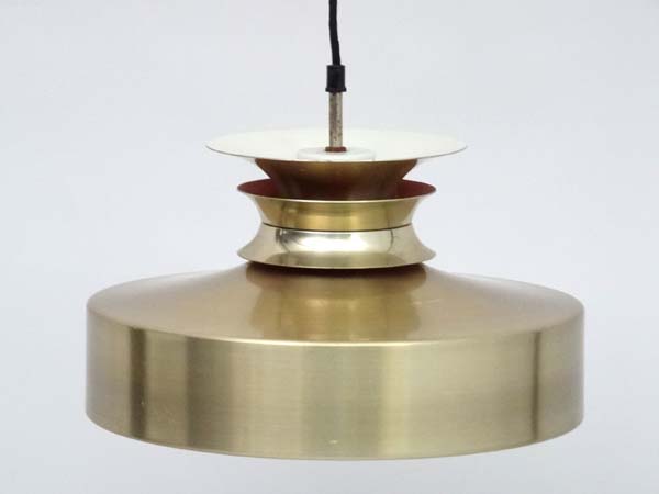 Vintage Retro :a Danish lamp / light of brushed Bronze form with plastic diffuser under,