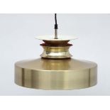 Vintage Retro :a Danish lamp / light of brushed Bronze form with plastic diffuser under,
