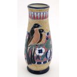 An Art Nouveau 'Amphora' Czechoslovakia vase decorated with birds and stylised flowers,