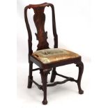 A Queen Anne Revival c.1900 walnut chair with wavy stretcher etc.