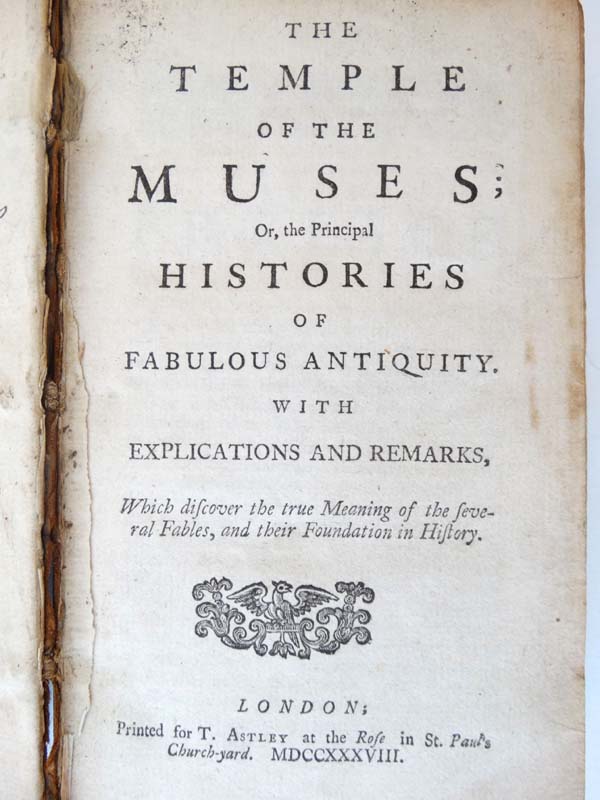 Book: Early/mid 19thC '' The Temple of the Muses: Or, the Principal Histories of Fabulous Antiquity, - Image 4 of 6