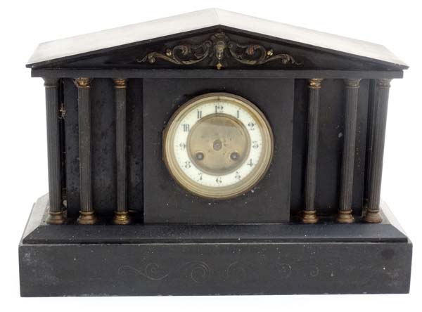 Slate cased Mantle clock : a Palladian style, - Image 5 of 11