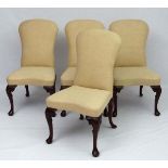 A set of 4 upholstered shaped seated overstuffed dining chairs 39" high CONDITION: