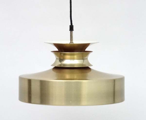 Vintage Retro :a Danish lamp / light of brushed Bronze form with plastic diffuser under, - Image 2 of 4