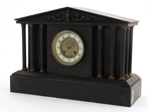 Slate cased Mantle clock : a Palladian style, - Image 7 of 11