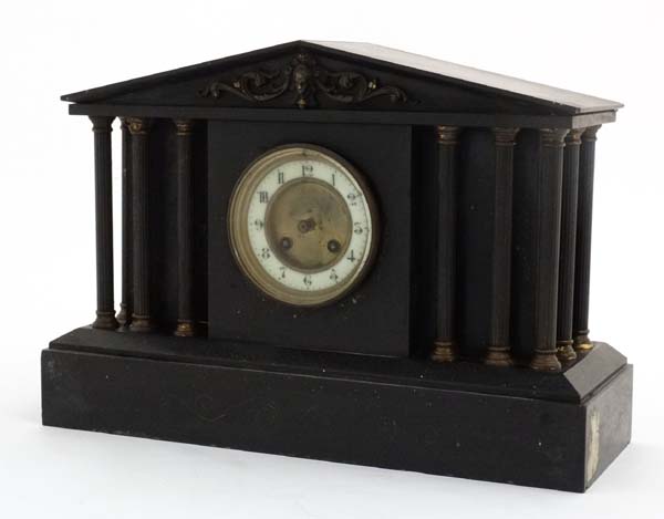 Slate cased Mantle clock : a Palladian style, - Image 8 of 11