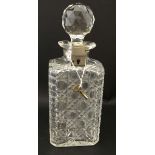 A late 19thC cut glass and silver plate locking decanter, the lock marked Betjemann's Patent.