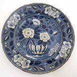 An early 19thC blue and white Riley's Semi China transferware ''Floral '' pattern plate,