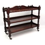 A Victorian mahogany 3 tier buffet on castors 51 1/4" wide 19 1/4" deep 42" high