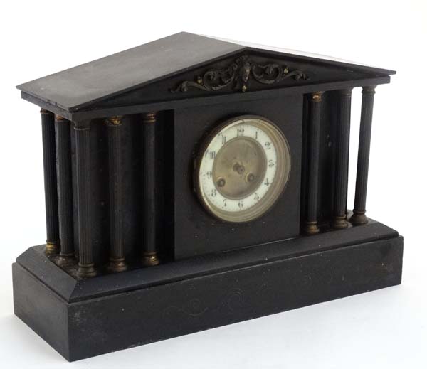 Slate cased Mantle clock : a Palladian style, - Image 3 of 11