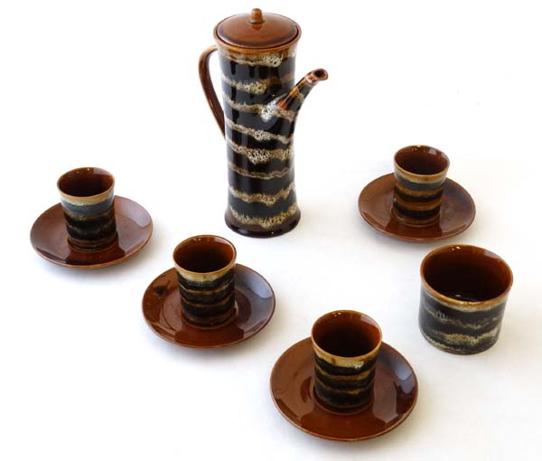 Vintage Modernist: A c1960s Polish '' Mi '' coffee set by '' Mirostowice '', decorated with black, - Image 4 of 7