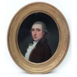 J Peat (act 1790) Portrait School, Oil on canvas, an oval, Portrait of a Regency Gentleman,