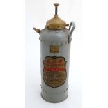 An L & G Fire Appliance Company old brass and painted fire extinguisher 19 3/4" high