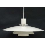 Vintage Retro :a Danish Top- Lamper Leto pendant lamp / light of white liveried 3 tier form with