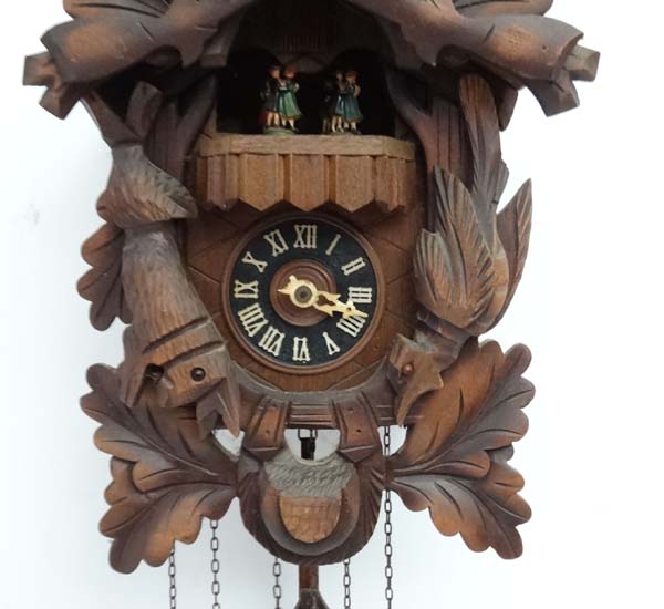 Black Forest Cuckoo Clock : a Three train Guiessaz-Jaccard Swiss Musical Movement wall clock with 4 - Image 5 of 7