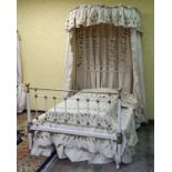 A Victorian painted brass and iron half tester bed ,