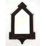 A 19thC Kent style wall mirror intaglio decoration and demi-lune shelf lower 26" high x 15 1/4"