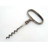 Corkscrew / Wine Bottle Opener : A Bow Screw Cork Screw of plated steel construction,