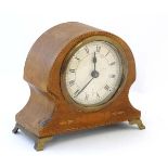 Edwardian mantle clock : a mahogany cased , with some inlay ,
