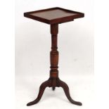 An 18thC stained elm samovar / urn stand with tripod legs 28" high the top 13" x 12 1/2"