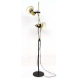 Vintage Retro : a Danish Standard lamp with twin multi directional lamps having brushed bronze