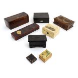 A collection of 8 assorted 19thC and later boxes to include a Japanese lacquered box,