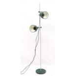Vintage Retro : a Danish Standard lamp with twin directional lights in green livery and chromium