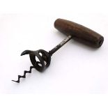 Corkscrew / Wine bottle Opener : a 19th C American Walker Pattern Cork Screw with open bell,