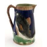 A late 19thC Majolica '' Leaping Fish '' Pitcher / Jug in the style of Joseph Holcroft,