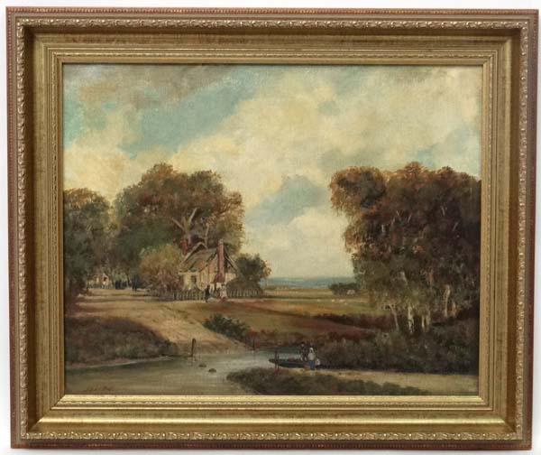 Albert Ball early XX, Oil on canvas, Country vista, Signed lower left, 16 x 20".