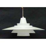 Vintage Retro : a Danish Superlight lamp / light of white liveried 3 tier form possibly designed by