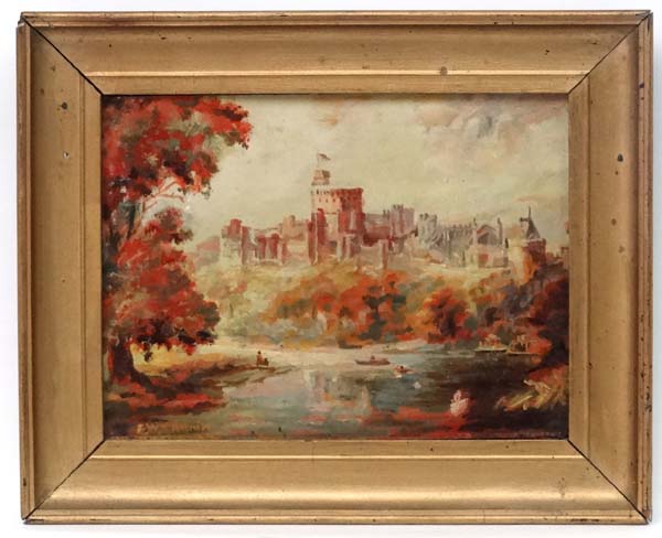 E W Shaloneel? Early XX, Oil on board, Windsor castle, Signed lower left, 6 x 8".