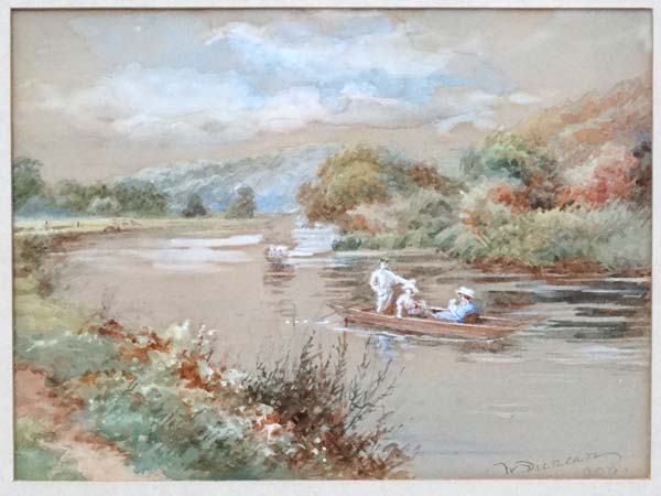 Walter Duncan (1848-1932), Watercolour and gouache, Punting on the Thames, - Image 5 of 7