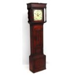 Longcase clock : An indistinctly signed 19thC painted 12" dial Grand Father / Longcase Clock ,