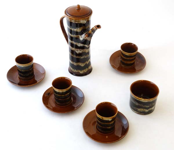 Vintage Modernist: A c1960s Polish '' Mi '' coffee set by '' Mirostowice '', decorated with black, - Image 5 of 7