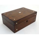 A 19thC Rosewood box with mother of pearl decoration.