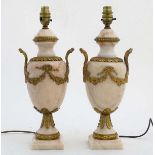 Light : a pair of Baroque Revival pink marble pedestal urns with ormolou decoration,