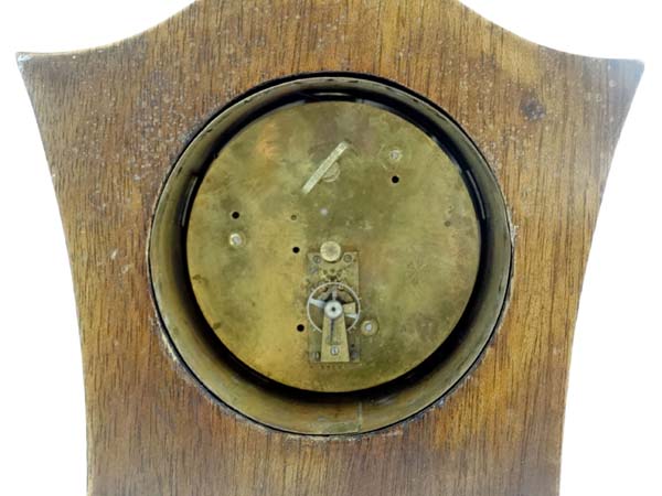 Swiss Mantle Clock : an inlaid 3 1/2" dial timepiece with inlaid and shaped case, - Image 2 of 7